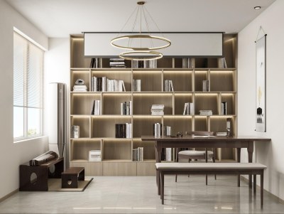 新中式书房3D模型下载